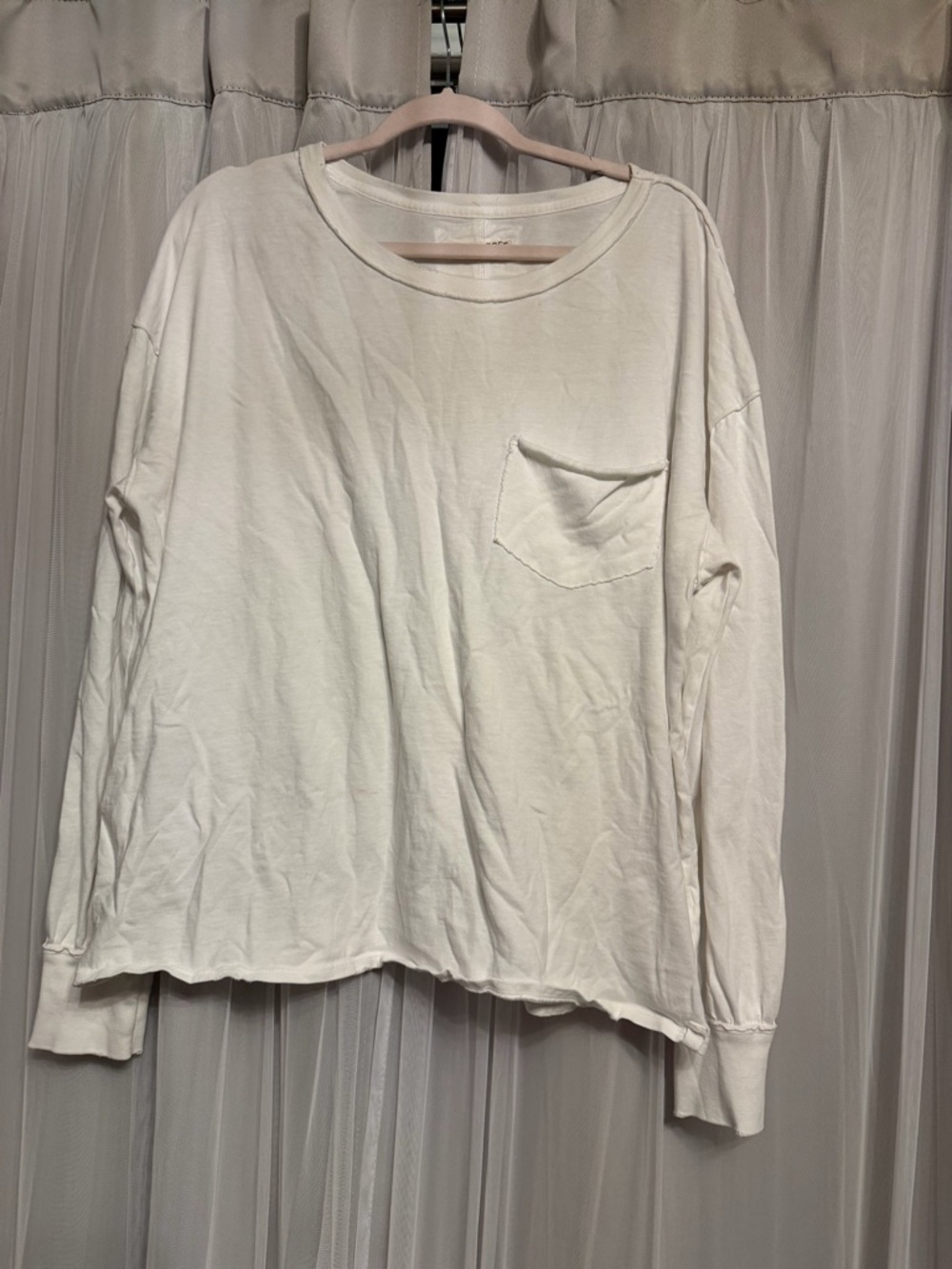 We The Free Cream Long Sleeve Pocket Tee